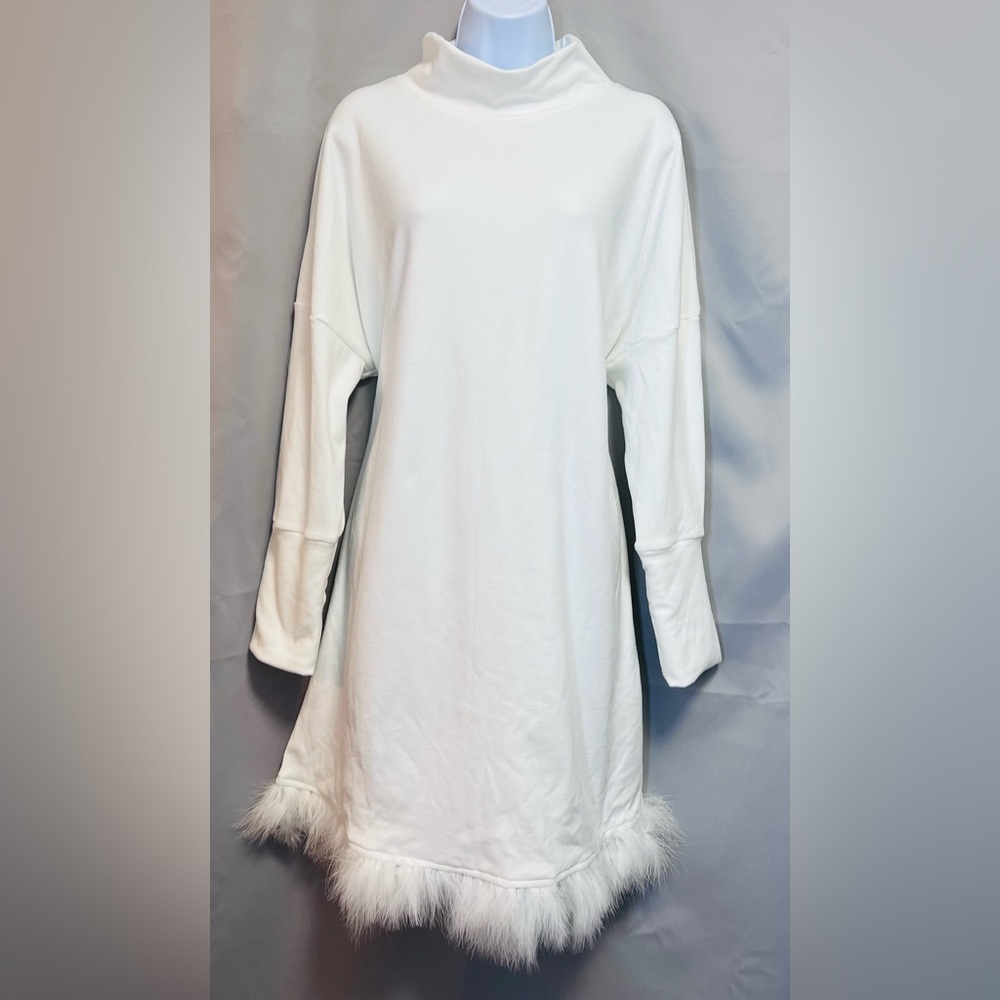 Just Fashion Now Jersey‎ Dress Womens Size Medium White 3/4 Sleeve